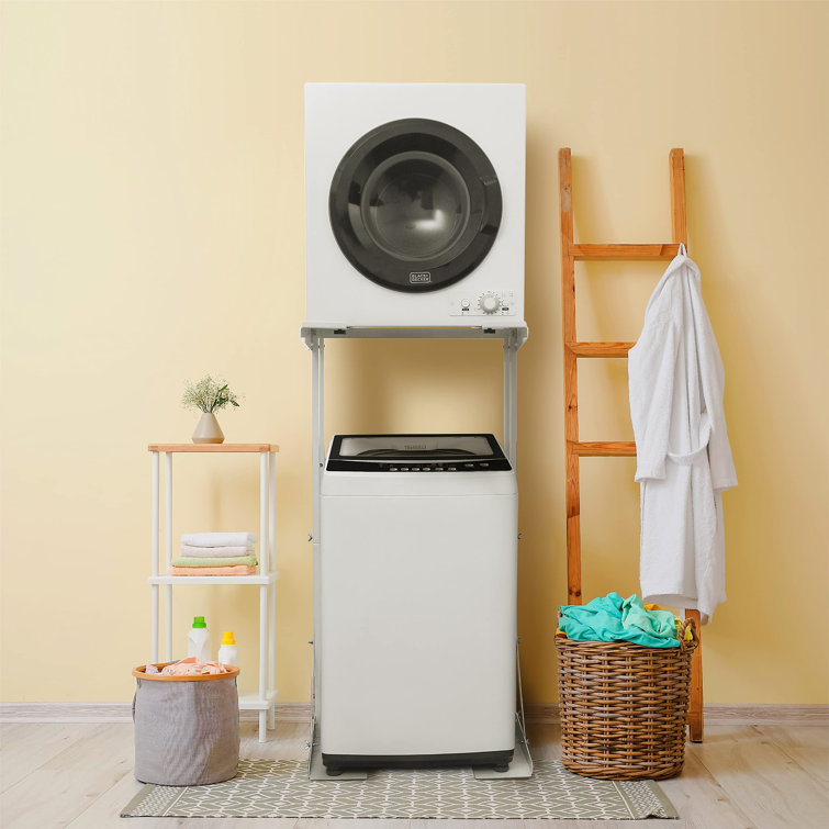 Washer dryer store stacking shelf